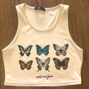 Shein Butterfly Crop Top